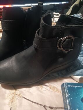 Skechers Women's Black Ankle Booties with Decorative Buckle